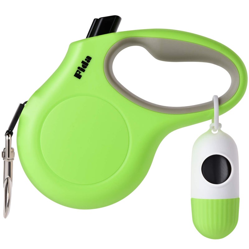 Fida Retractable Dog Leash for Medium Breed up to 44 lbs, 16 ft Pet Walking Leash with Dispenser and Poop Bags, Anti-Slip Handle, Reflective Strong Nylon Tape, One-Handed Brake (M, Green) - Image 1